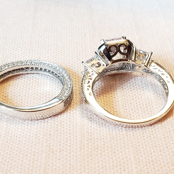 Guiliana 925 Sterling CZ Wedding Ring Set Size 7 - Picture 6 of 7